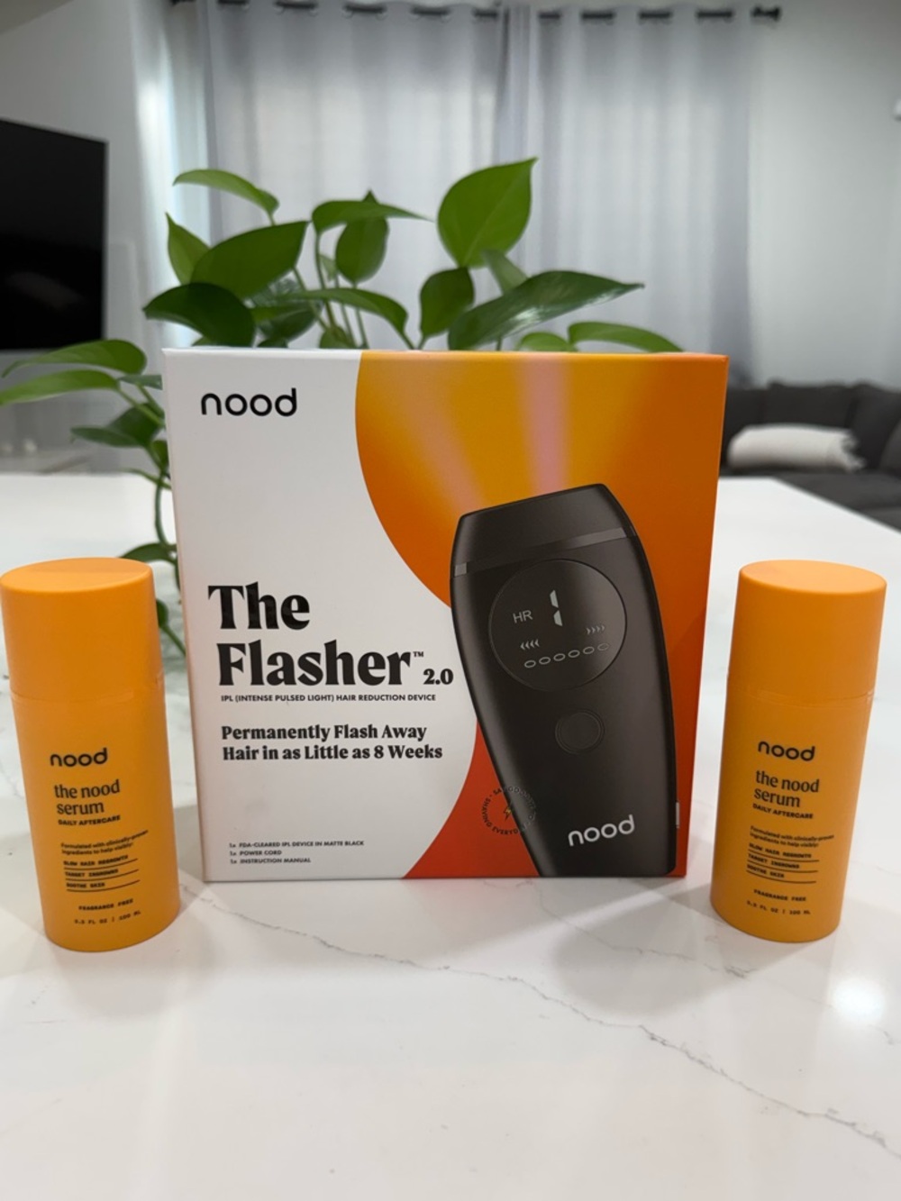 NOOD The Flasher 2.0 IPL Hair Reduction Device - Black, SERUM x 2, Effective!!
